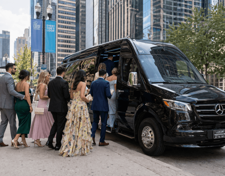 party bus in Chicago suburbs for wedding